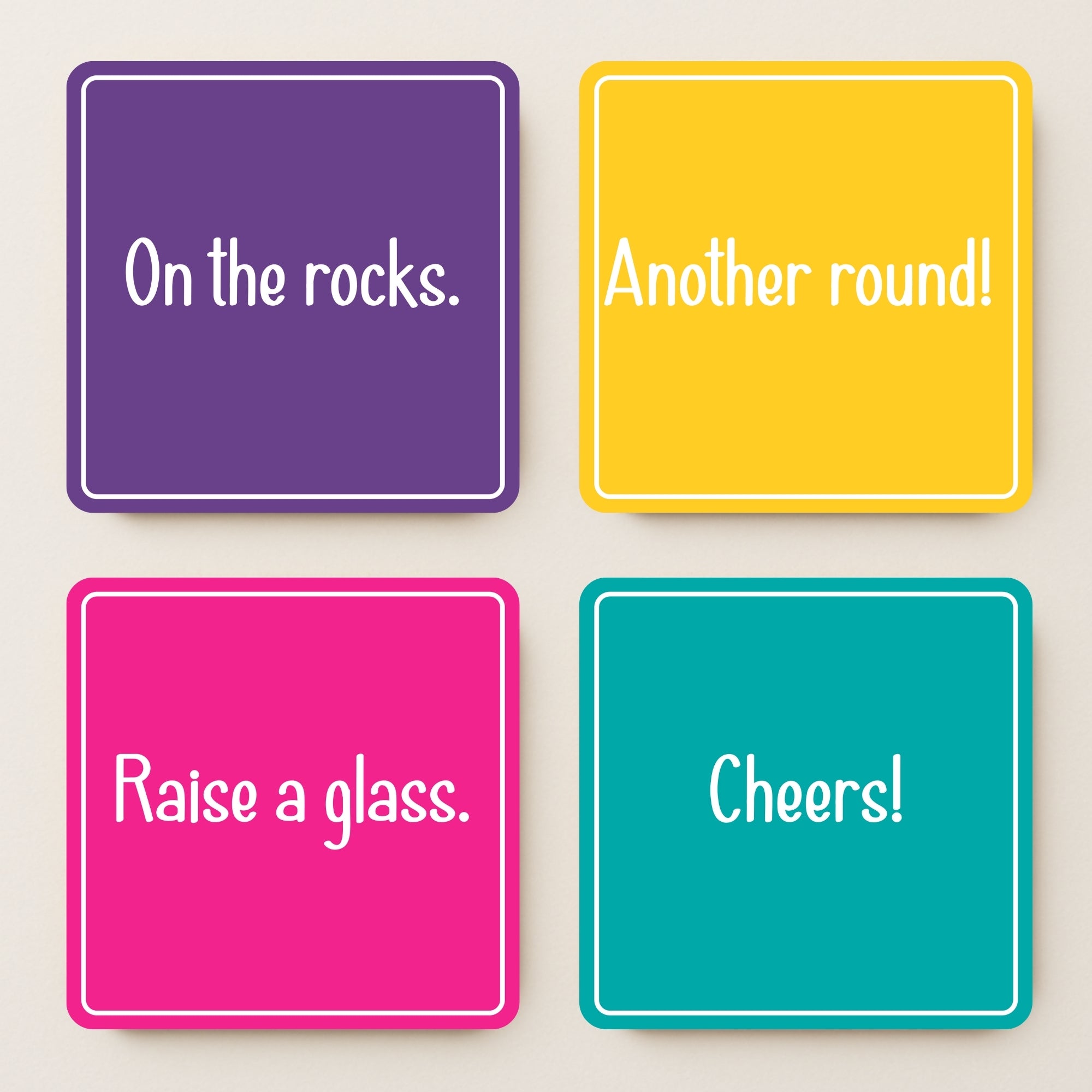Colorful Party MDF Coasters - Set Of 4