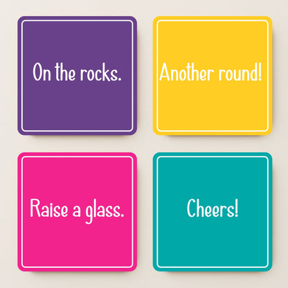 Colorful Party MDF Coasters - Set Of 4