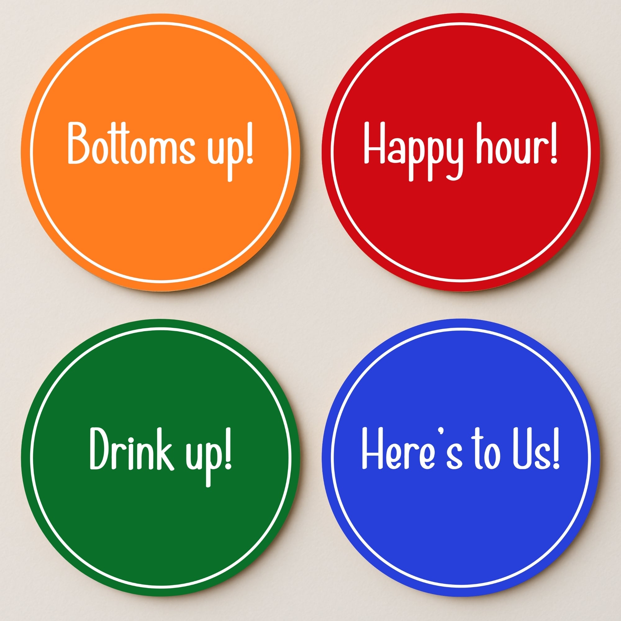 Colorful Party MDF Coasters - Set Of 4