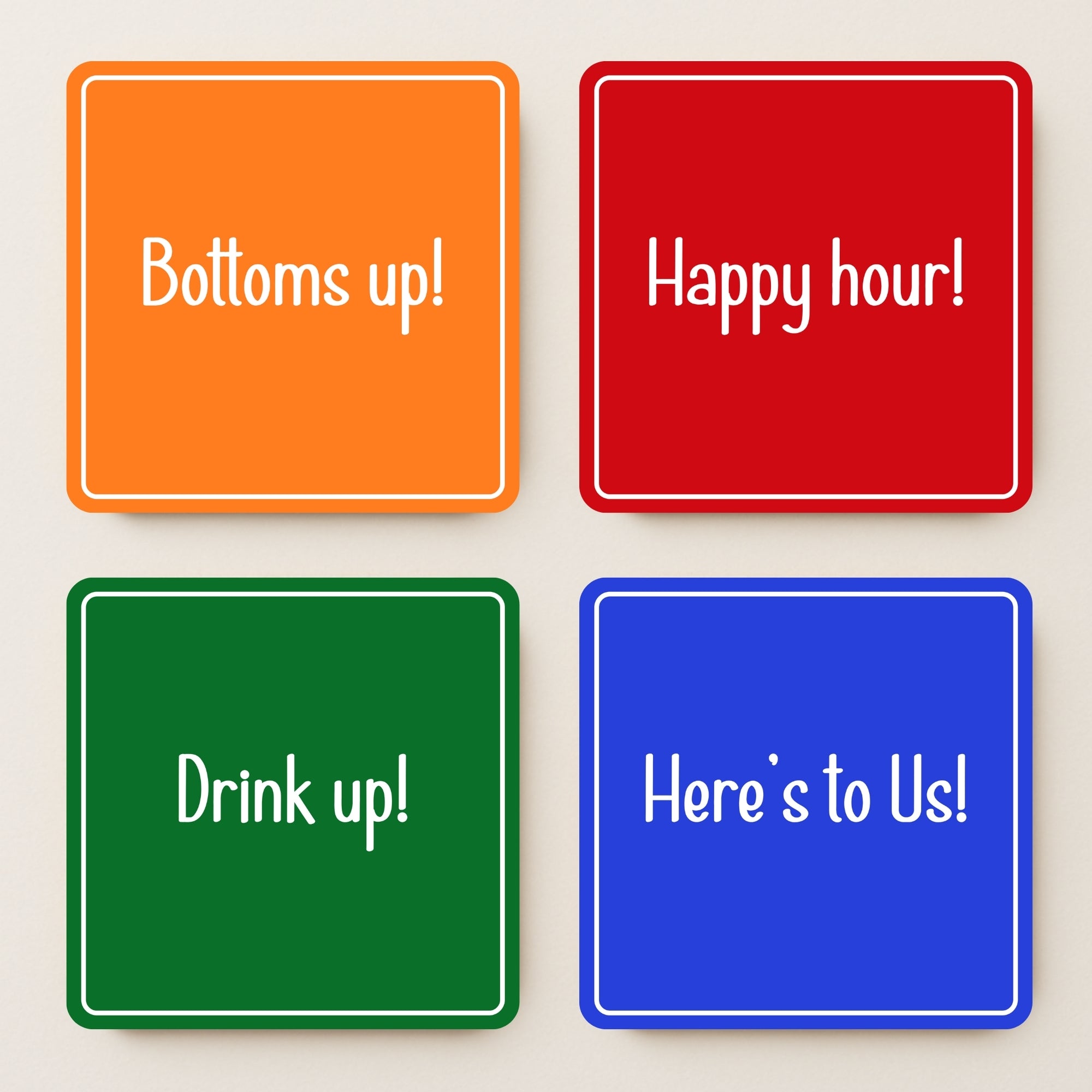 Colorful Party MDF Coasters - Set Of 4