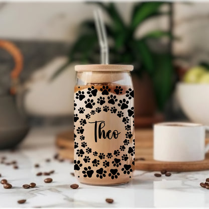 Personalised Name Paw Print - Glass Tumbler
