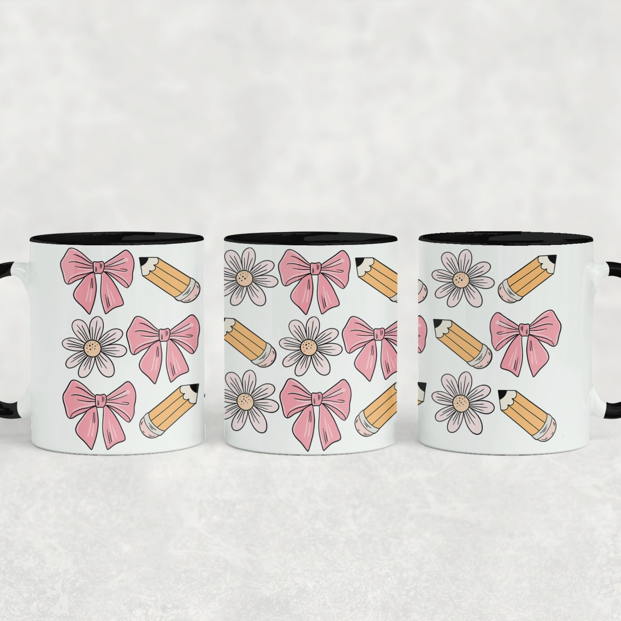 Bows & Pencils Ceramic Mug