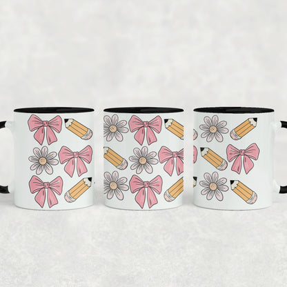 Bows & Pencils Ceramic Mug