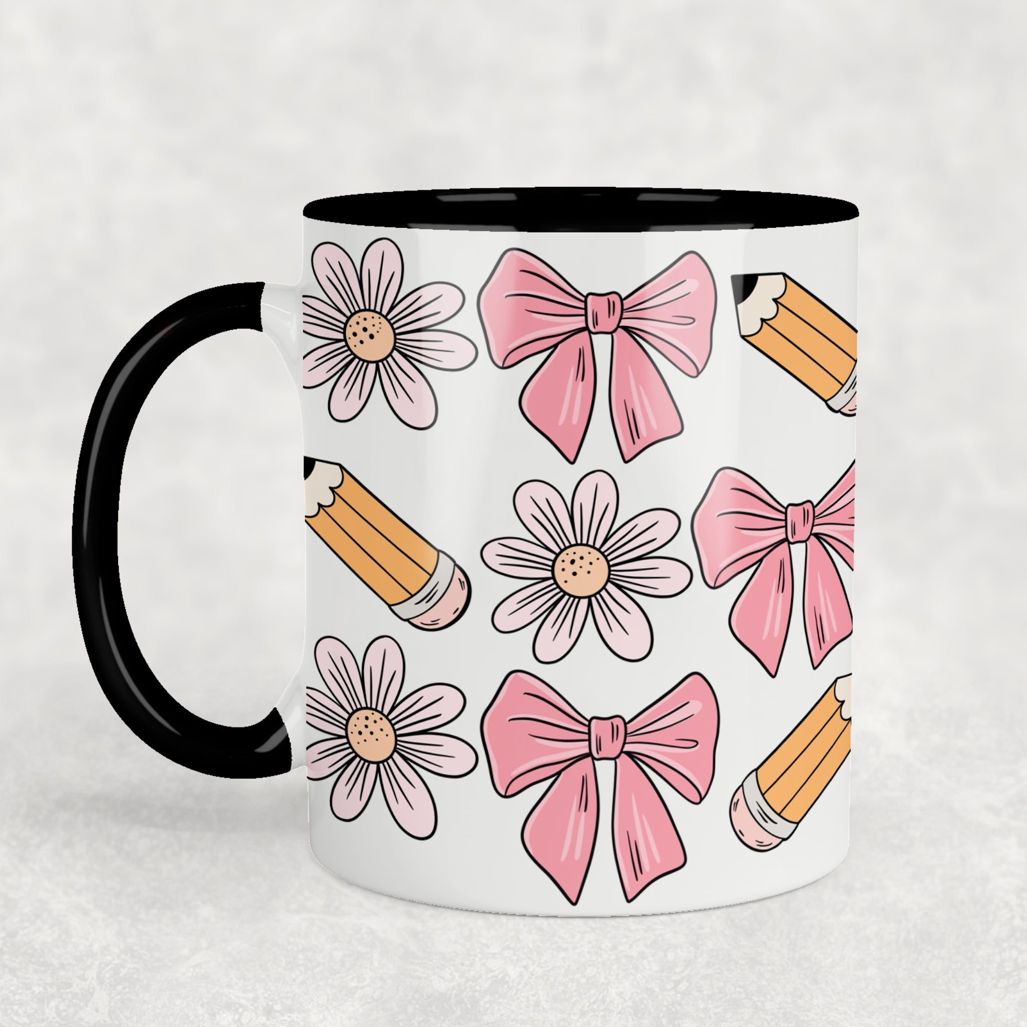 Bows & Pencils Ceramic Mug