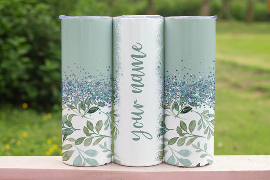 Personalised Eucalyptus Themed Stainless Steel Vacuum Insulated Tumbler 