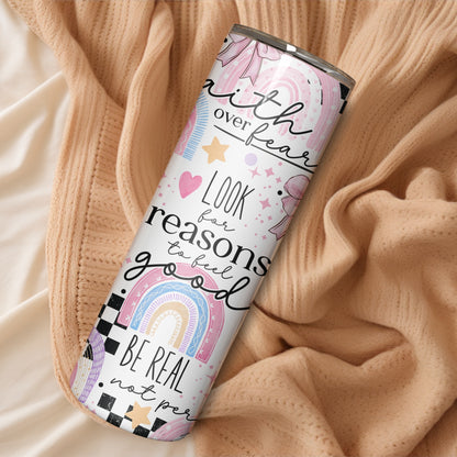Rainbow Affirmations Themed Stainless Steel Vacuum Insulated Tumbler