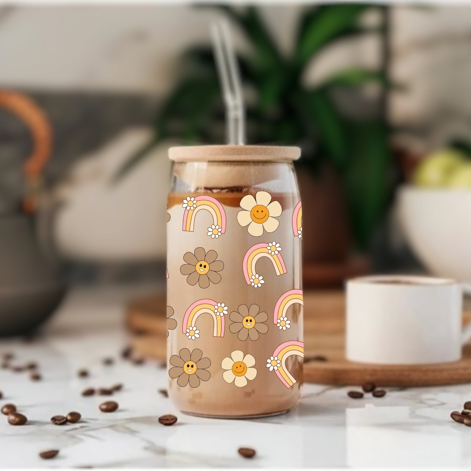 Retro Rainbows - Glass Tumbler