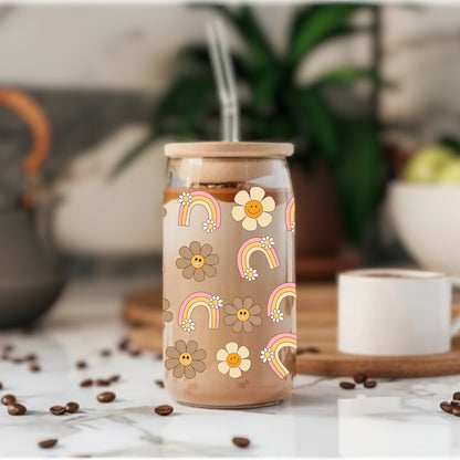 Retro Rainbows - Glass Tumbler