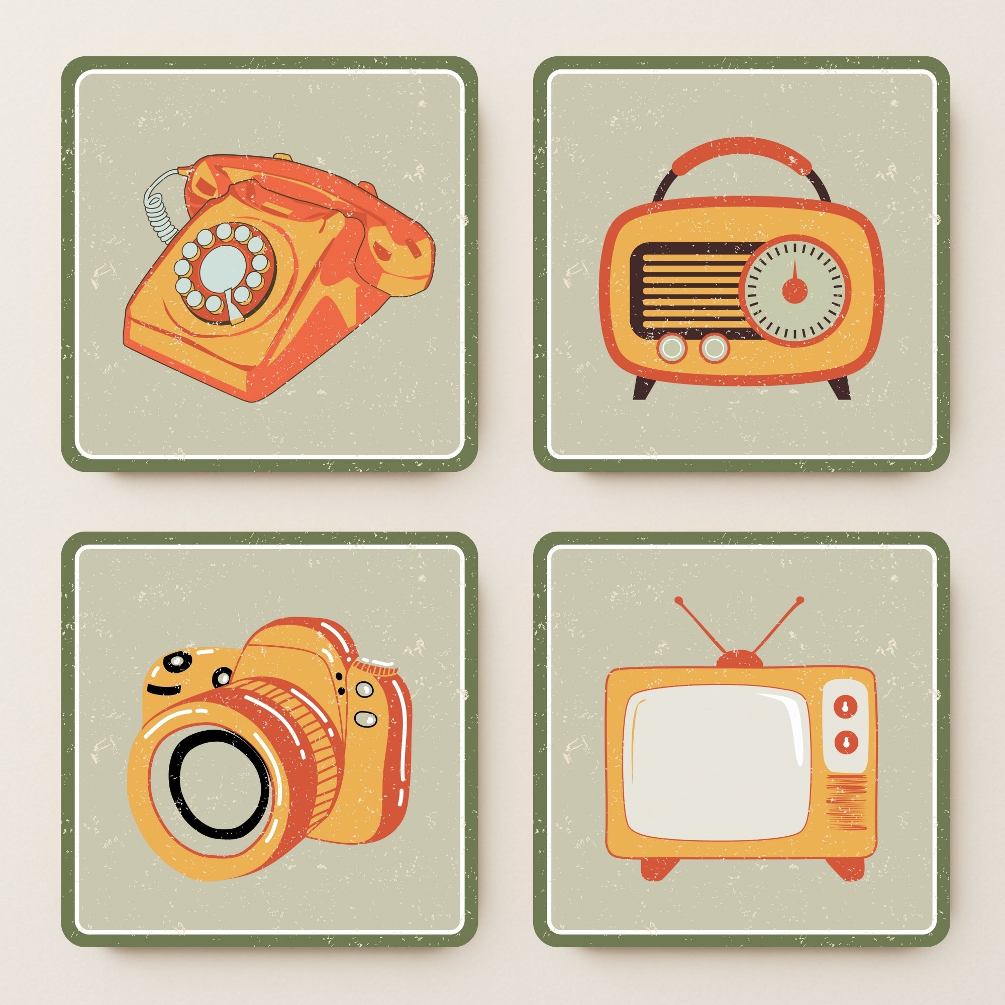 Retro Vintage MDF Coasters - Set Of 4