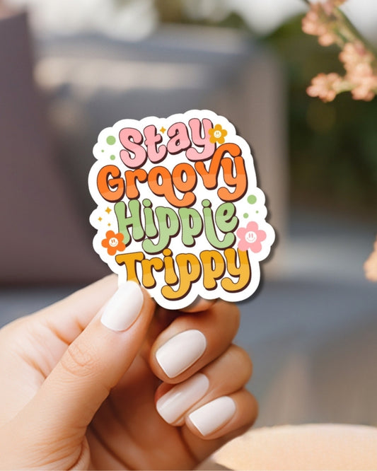 Stay Groovy Retro Vinyl Waterproof Sticker