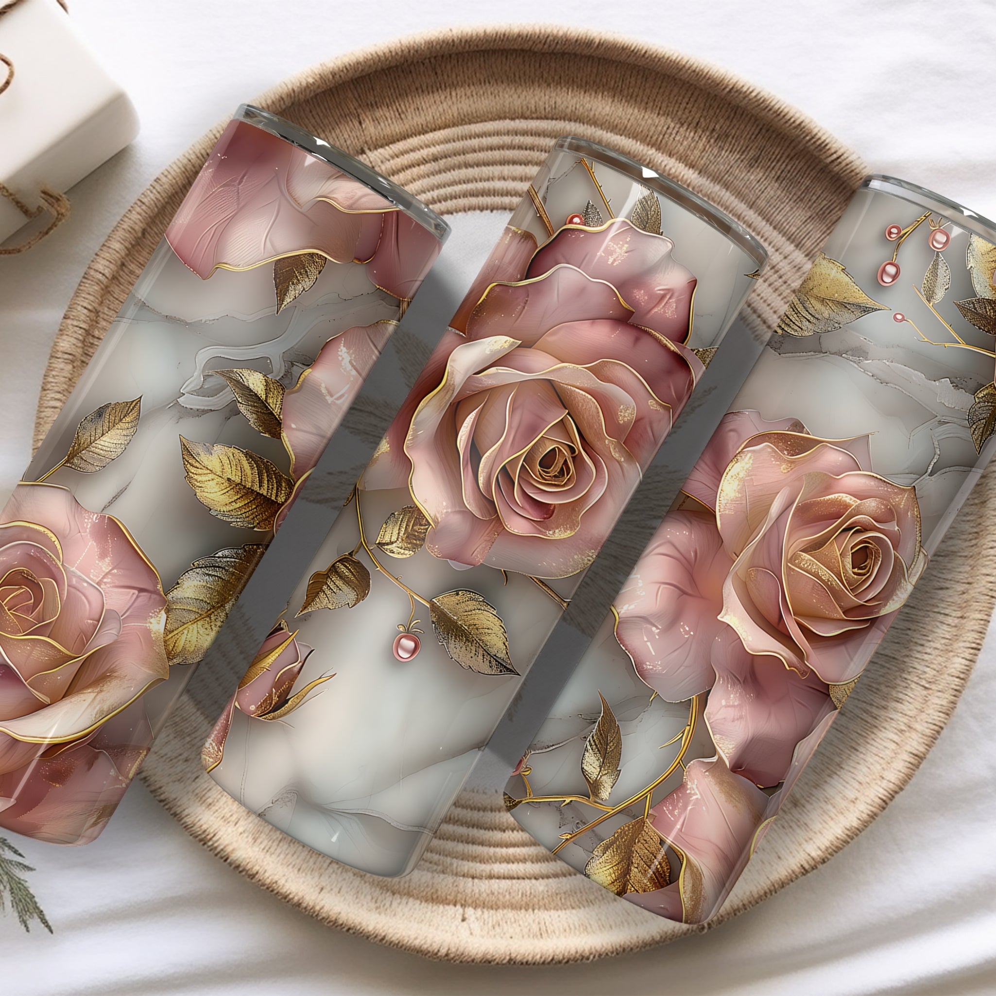 Vintage Floral Themed Stainless Steel Vacuum Insulated Tumbler