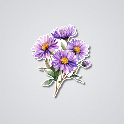Aster - September Birth Month Flower Vinyl Waterproof Sticker