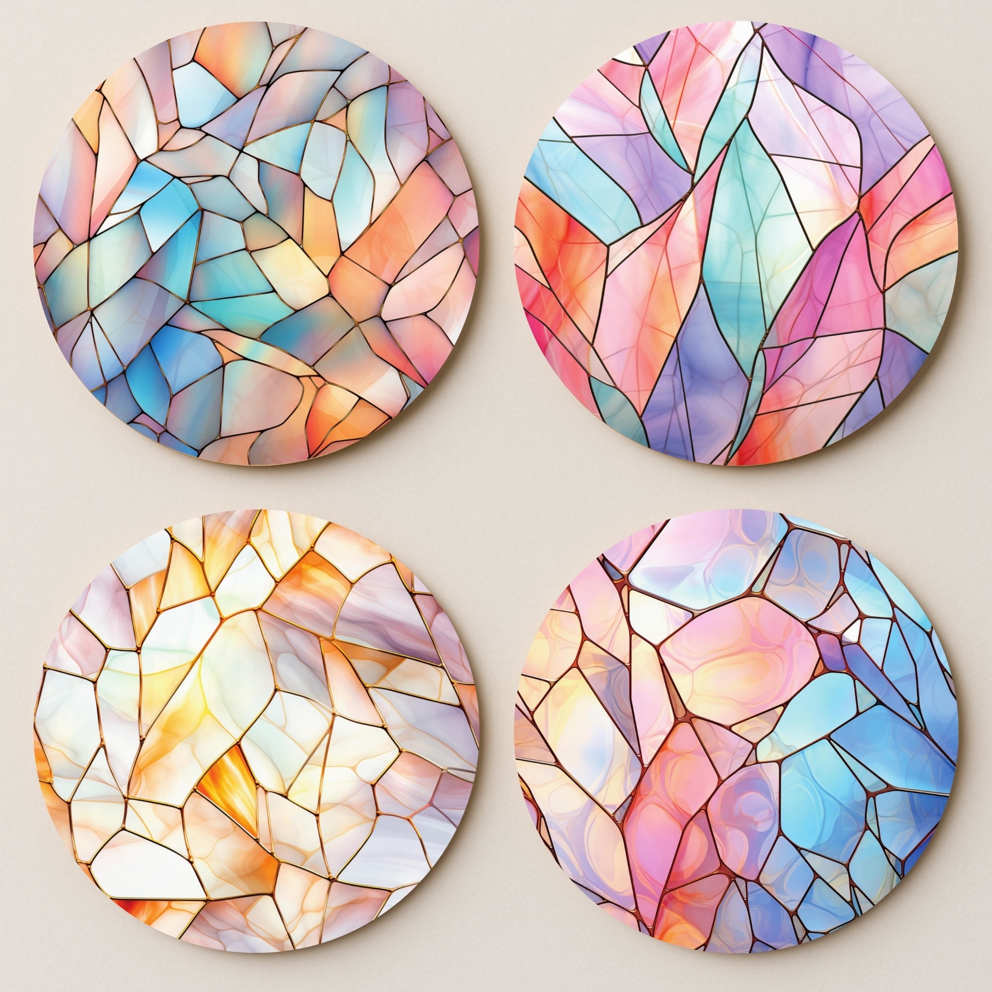 Stained Glass MDF Coasters - Set Of 4