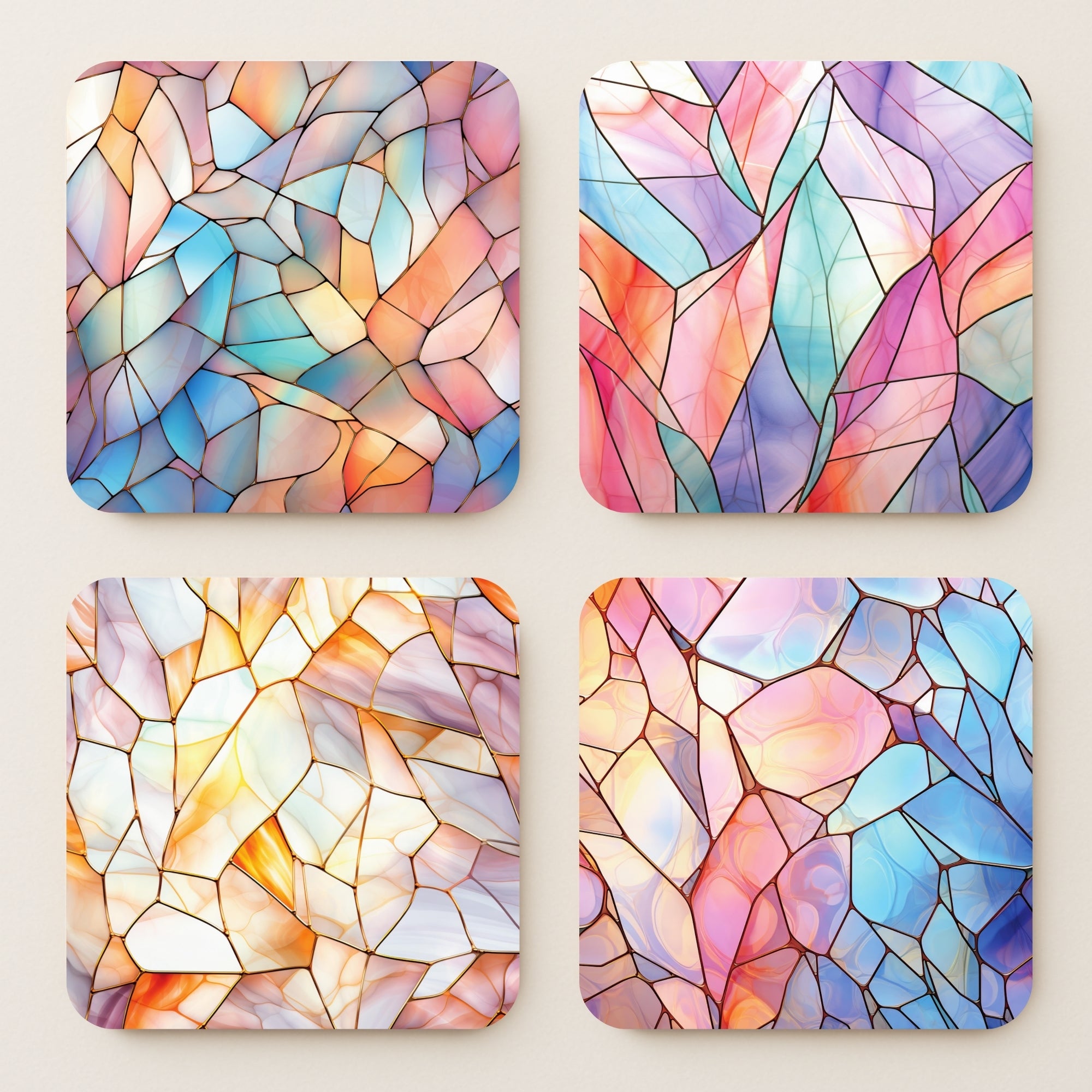 Stained Glass MDF Coasters - Set Of 4