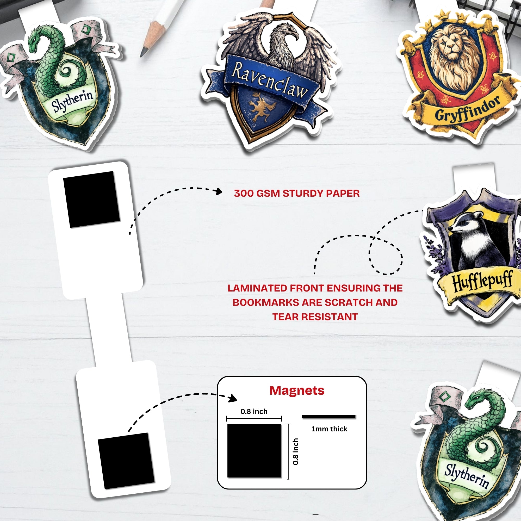 Hogwarts Houses Magnetic Bookmarks Bundle