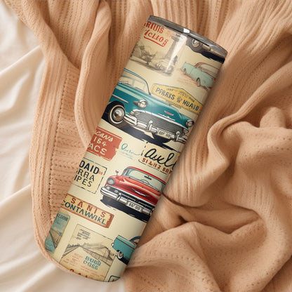 Vintage Cars Themed Stainless Steel Vacuum Insulated Tumbler