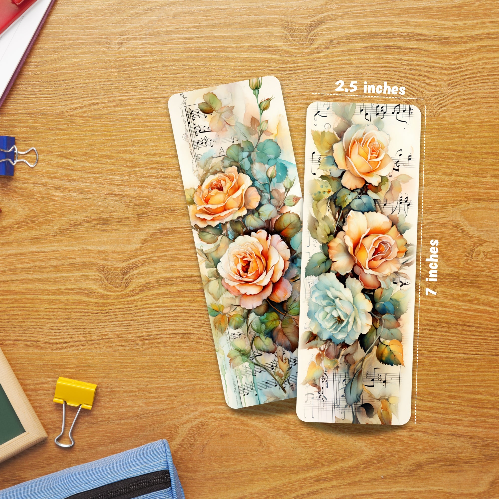 Vintage Floral Laminated Bookmark - Set of 2