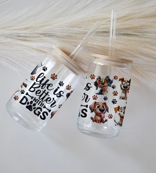 Life Is Better With Dogs - Glass Tumbler