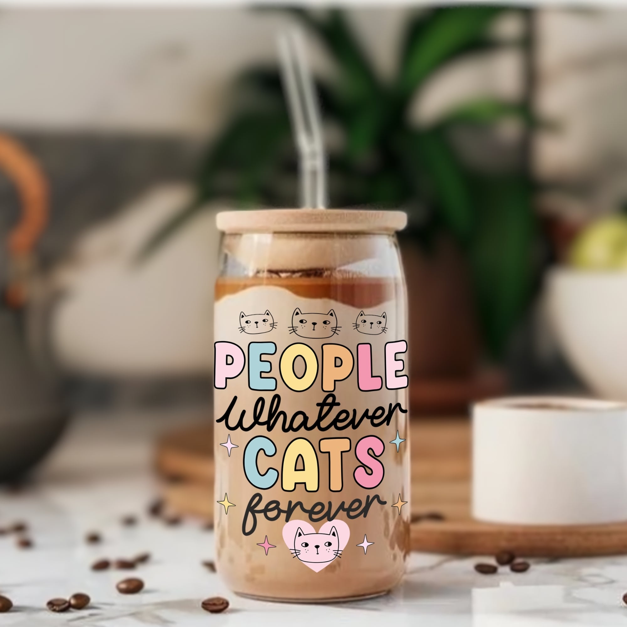 People Whatever Cats Forever - Glass Tumbler