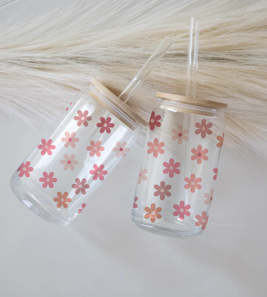 Daisy FLowers - Glass Tumbler