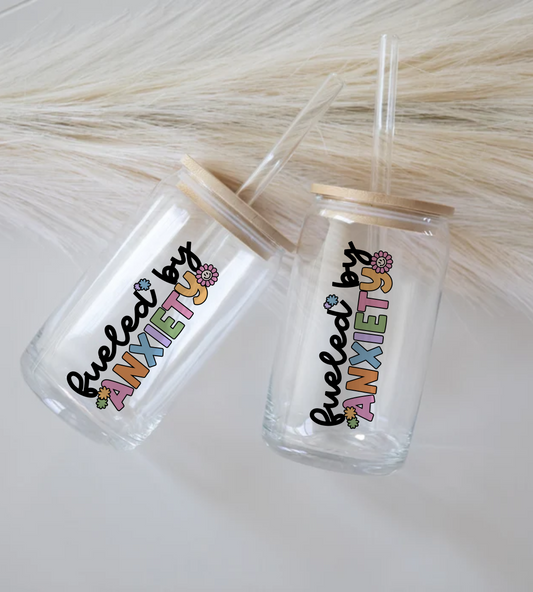Fueled By Anxiety - Glass Tumbler