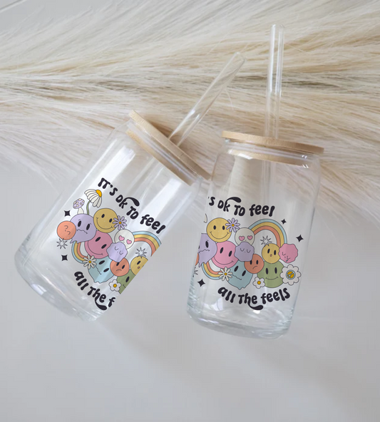 It's ok to feel - Glass Tumbler