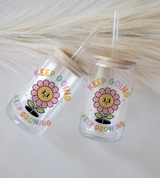 Keep Going Keep Growing - Glass Tumbler